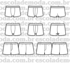 Moldes de boxer masculina